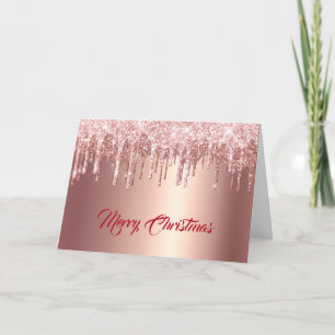 Cartão De Festividades Trendy Rosa Dourado Glitter Drivers Gráfico Natal