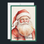 Cartão De Festividades Trendy Rustic Retro Classic Papai Noel<br><div class="desc">Aquarela</div>