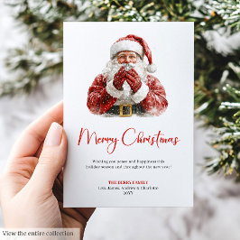 Cartão De Festividades Trendy Santa Claus Modern Christmas Greeting Card