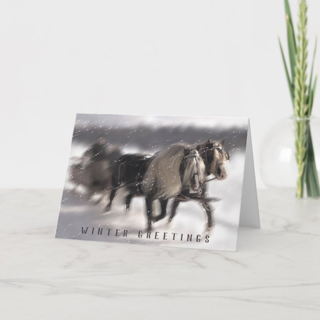 Cartão De Festividades Trenó de Neve (Frente)