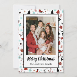 Cartão De Festividades Trenó de Rena Árvores de Natal de Pinheiro