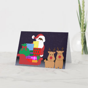 Cartão De Festividades trenó Papai Noel negro