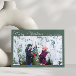 Cartão De Festividades Três Colagem de Fotos Verde Escrito Feliz Natal