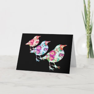 Cartão De Festividades Três Dia de as mães Floral Birdies