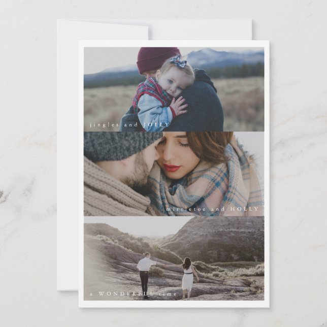 Cartão De Festividades Três Feriados Felizes em Foto (Frente)