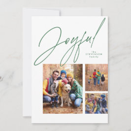 Cartão De Festividades Três fotos alegres verde família Natal Feriado 