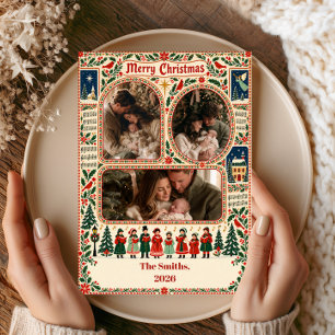 Cartão De Festividades Três Fotos de Cantores de Natal