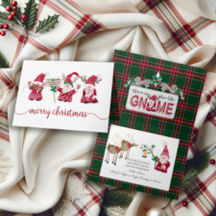 Cartão De Festividades Três Gnomos Rena de Natal Xadrez de Natal