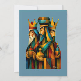 Cartão De Festividades Três Homens Sábios Arte Abstrata de Natividade