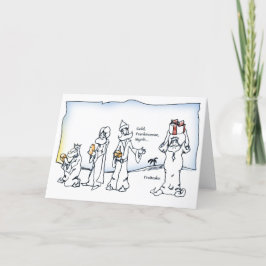 Cartão De Festividades Três Homens Sábios e um Bolo de Natal Carta