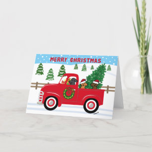 Cartão De Festividades Três Labradores Red Truck Natal