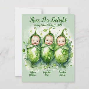 Cartão De Festividades Três Pea Delight - Triplets Birth Announing