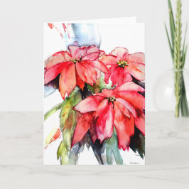 Cartão De Festividades Três Poinsettias em Watercolor