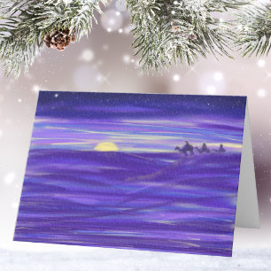 Cartão De Festividades Três Reis Magos Estrela da Natividade Aquarela