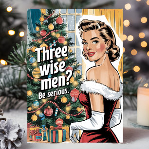 Cartão De Festividades Três Reis Magos? Sério Natal Divertido Retrô