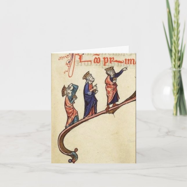 Cartão De Festividades Três sábios seguindo a estrela de Natal (Frente)