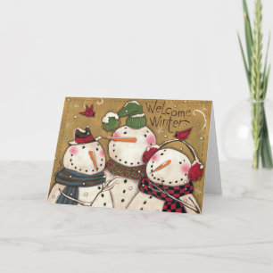 Cartão De Festividades Três Snowmen