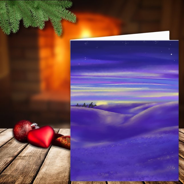 Cartão De Festividades Três Wise Men Watercolor (Three wise men modern christmas art custom holiday greetings card with bible quote inside)