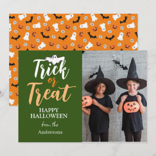 Cartão De Festividades Trick or Treat Foto de Família Assustadora de Ha