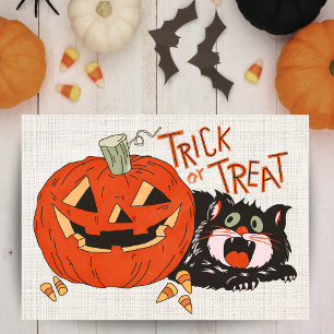 Cartão De Festividades Trick or Treat Personalizado de Halloween Vintage