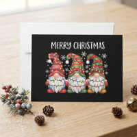 Trio de Gnomos de Natal com Xadrez de Búfalo e Luz