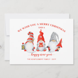 Cartão De Festividades Trio de Gnomos de Natal Personalizado Fofo
