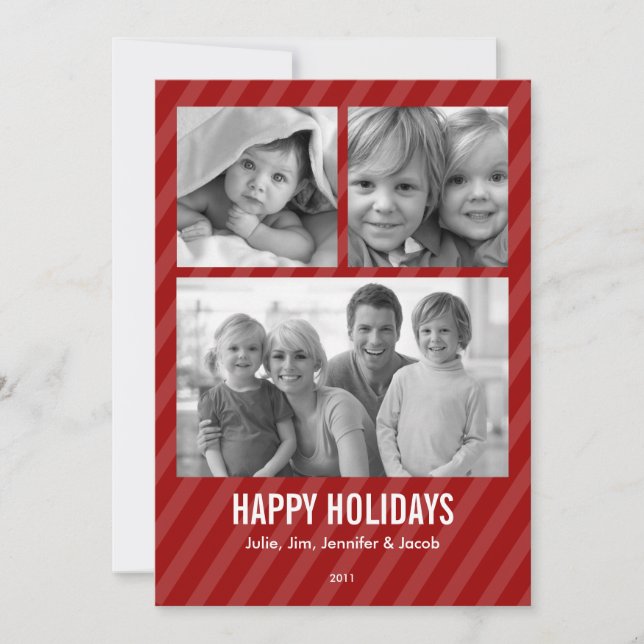 Cartão De Festividades Triple Photo Holiday Card (Frente)