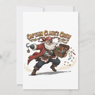 Cartão De Festividades Tripulação do Capitão Claus Natal Pirata