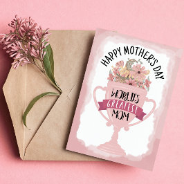 Cartão De Festividades Troféu Flores do Dia das Mães para a Melhor Mãe do