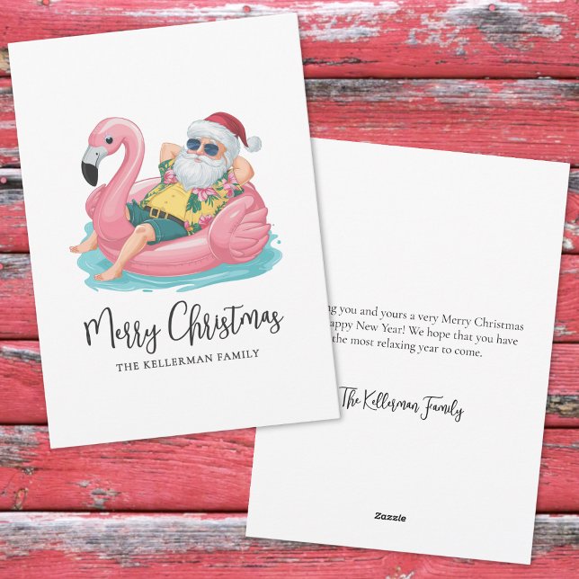 Cartão De Festividades Tropical Beach Christmas (Santa Claus Tropical Beach Christmas Holiday Card )