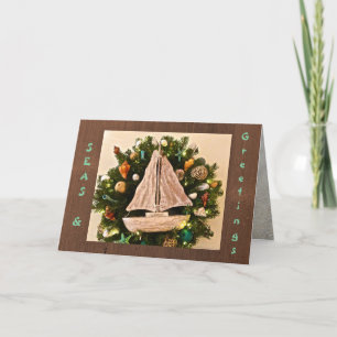 Cartão De Festividades Tropical Costeira SEA e Saudações Natal de Praia