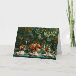 Cartão De Festividades 🌿 Tropical Elegance Thanksgiving Greeting Card 🌺