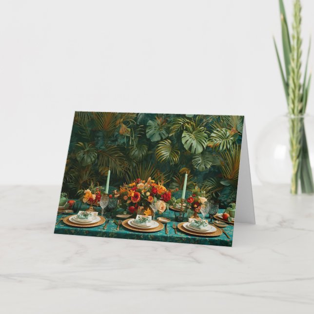 Cartão De Festividades 🌿 Tropical Elegance Thanksgiving Greeting Card 🌺 (Frente)