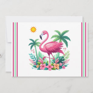 Cartão De Festividades Tropical/Flórida rosa flamingo