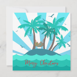 Cartão De Festividades Tropical Island Palm Tree Christmas Card 