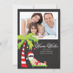Cartão De Festividades Tropical Santa Christmas Holiday Family Photo Card