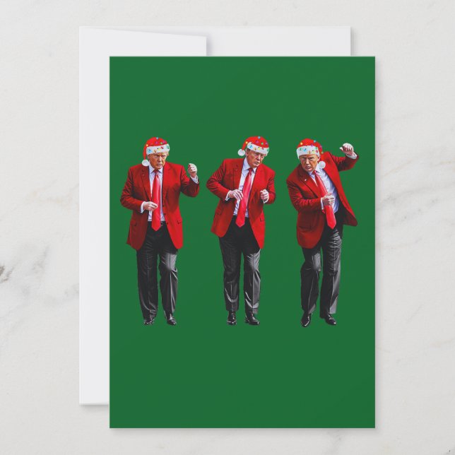 Cartão De Festividades Trump Santa Hat Dança Natal Verde (Frente)
