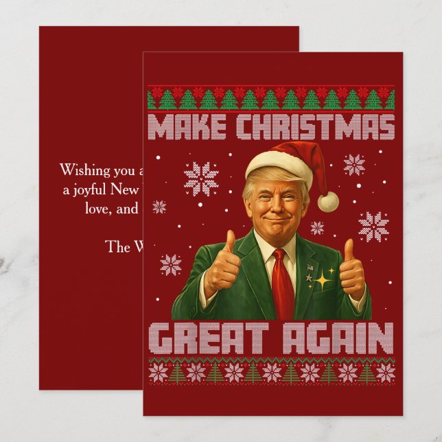 Cartão De Festividades Trump Ugly Xmas Sweater Faz Excelente De Natal Nov (Frente/Verso)