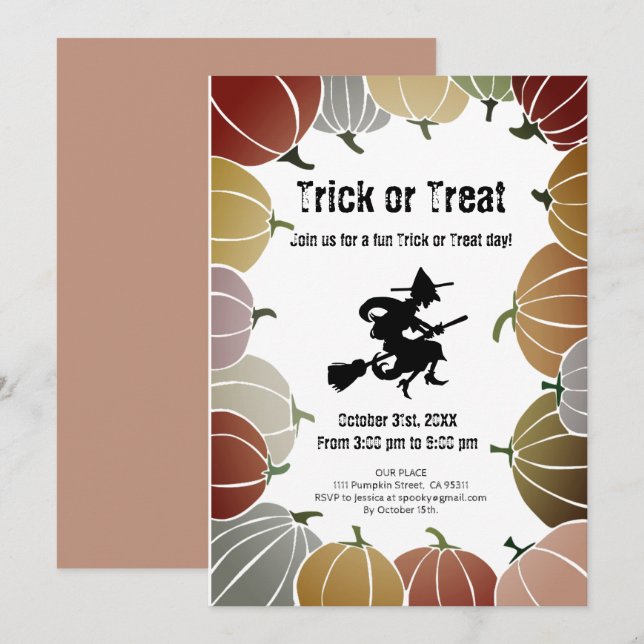 Cartão De Festividades Truque Branco ou Tratar Bruxas Voadoras Spooky (Frente/Verso)