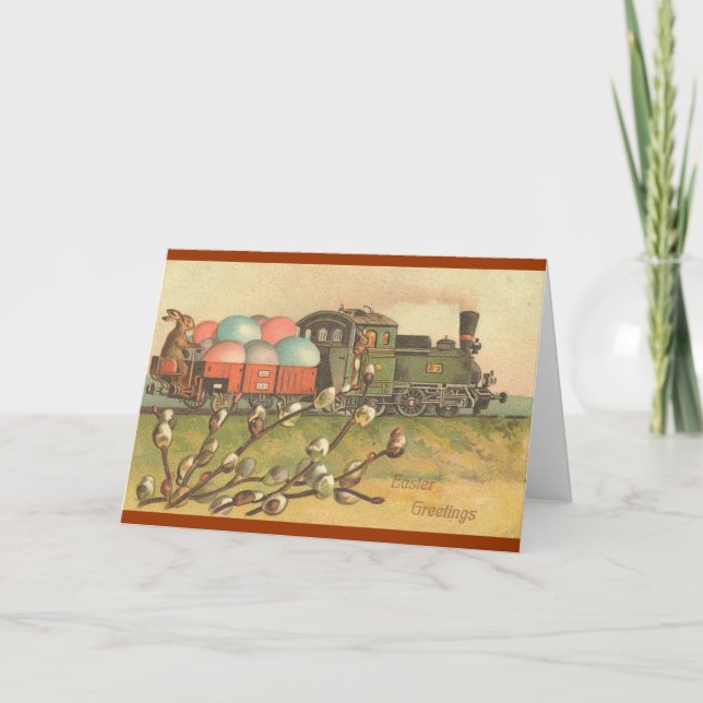 Cartão De Festividades Tudo a bordo! O trem de Páscoa! (Frente)