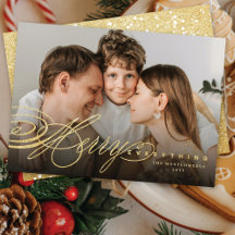 Tudo Alegre Dourado Glitter Script Foto Clássica