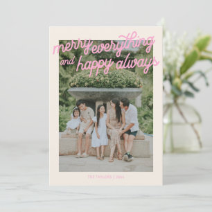 Cartão De Festividades Tudo Alegre Sempre Feliz Foto Família Rosa