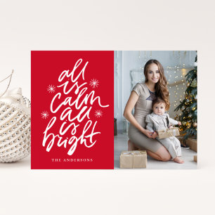 Cartão De Festividades Tudo Com Letra Mão Está Calmo Tudo Está Vermelho B