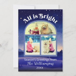 Cartão De Festividades Tudo é Bright 3 Photo Watercolor Família Natal