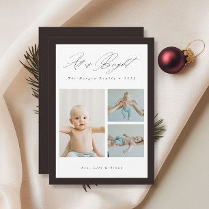 Cartão De Festividades Tudo é Bright Cute Baby 3 Family Foto de Natal