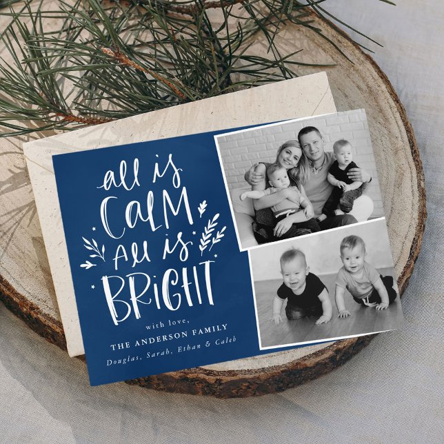 Cartão De Festividades Tudo é Calmo Tudo é Azul Brilhante 2 Foto (Criador carregado)