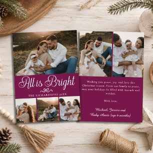 Cartão De Festividades Tudo Está Brilhante Ameixa Berry Multi Foto Natal