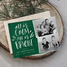 Cartão De Festividades Tudo está Calmo Tudo está Brilhante Verde 2 Foto