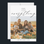 Cartão De Festividades Tudo Feliz, Camada de Foto da Família<br><div class="desc">Tudo Feliz, Boas Festas, Feliz Natal. Celebre a época com este cartão de foto de família (impresso e / ou download instantâneo), em sobreposição de roteiro romântico suave contemporâneo moderno. É totalmente personalizável e personalizado com suas próprias mensagens de saudação. É simples, fácil, mas moderno minimalista e festivo. Este é...</div>