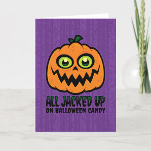 Cartão De Festividades Tudo Preparado com Doces de Halloween Jack-O'-Lant
